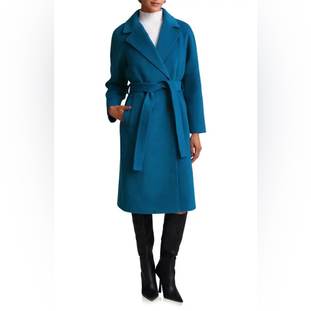 NWT Avec Les Filles with the girls long wrap coat Mykonos blue (cobalt) medium m